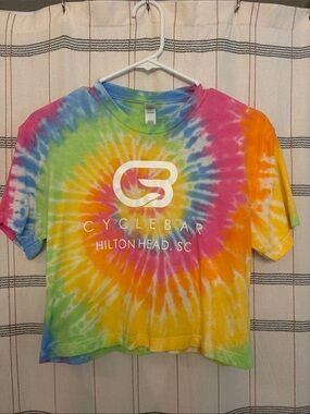 Cyclebar Rainbow Tie-Dye Crop Tee - Multi